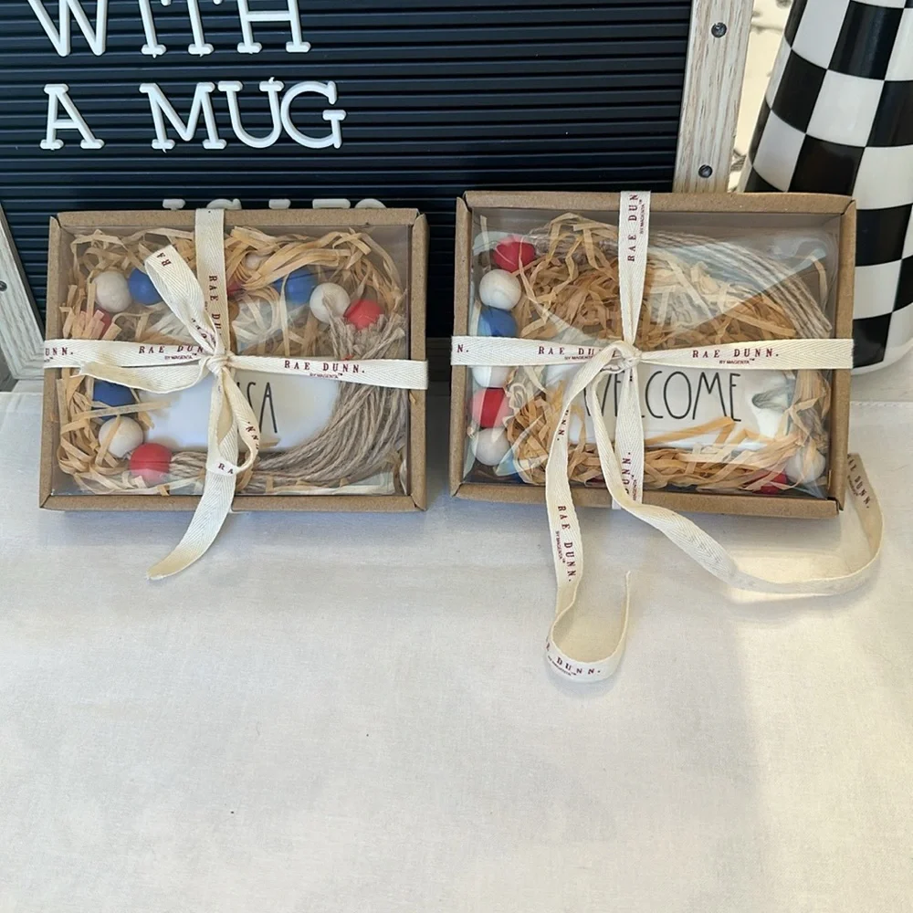 RAE DUNN USA & WELCOME  Patriotic Beads Ceramic Garland.